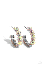 Load image into Gallery viewer, Floral Focus Pink Hoop Earrings