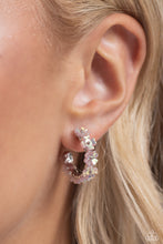 Load image into Gallery viewer, Floral Focus Pink Hoop Earrings