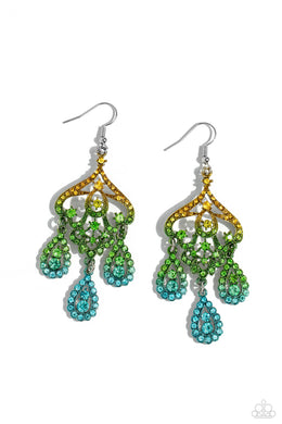 Chandelier Command Multi/Green Earrings
