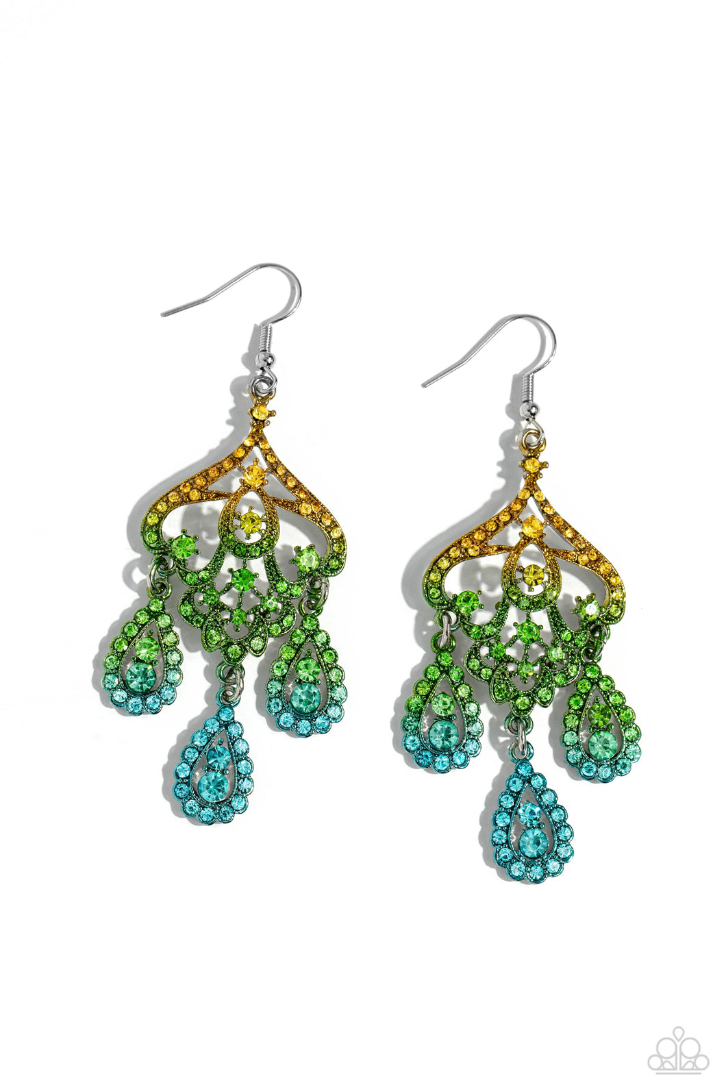 Chandelier Command Multi/Green Earrings