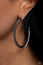 Load image into Gallery viewer, Roped in Radiance Black Hoop Earrings
