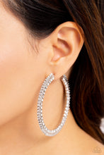 Load image into Gallery viewer, Scintillating Sass White Hoop Earrings