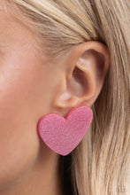 Load image into Gallery viewer, Sparkly Sweethearts Pink Post Earrings