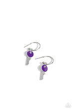 Load image into Gallery viewer, Key Performance Purple Hoop Earrings
