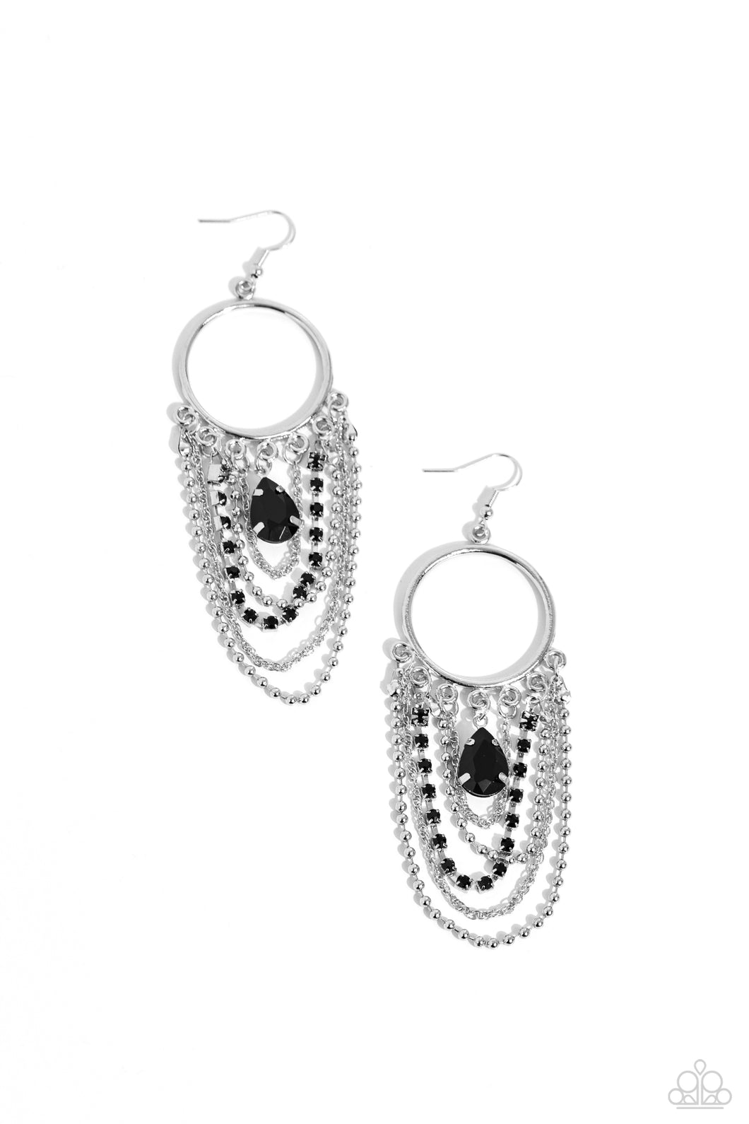 Cascading Clash Black Earrings