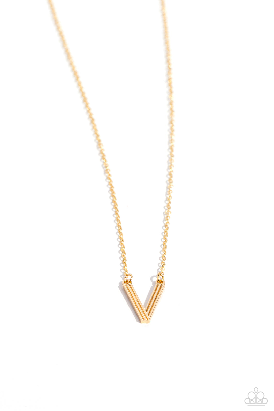 Leave Your Initials Gold Necklace - V