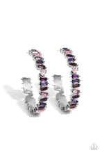 Load image into Gallery viewer, Effortless Emeralds Purple Hoops Earrings