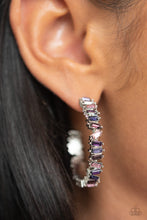 Load image into Gallery viewer, Effortless Emeralds Purple Hoops Earrings