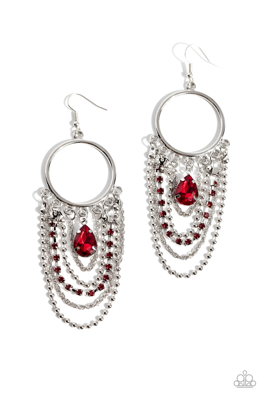 Cascading Clash Red Earrings
