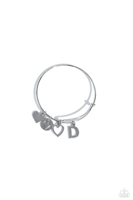 Making It INITIAL Silver Bangle - D