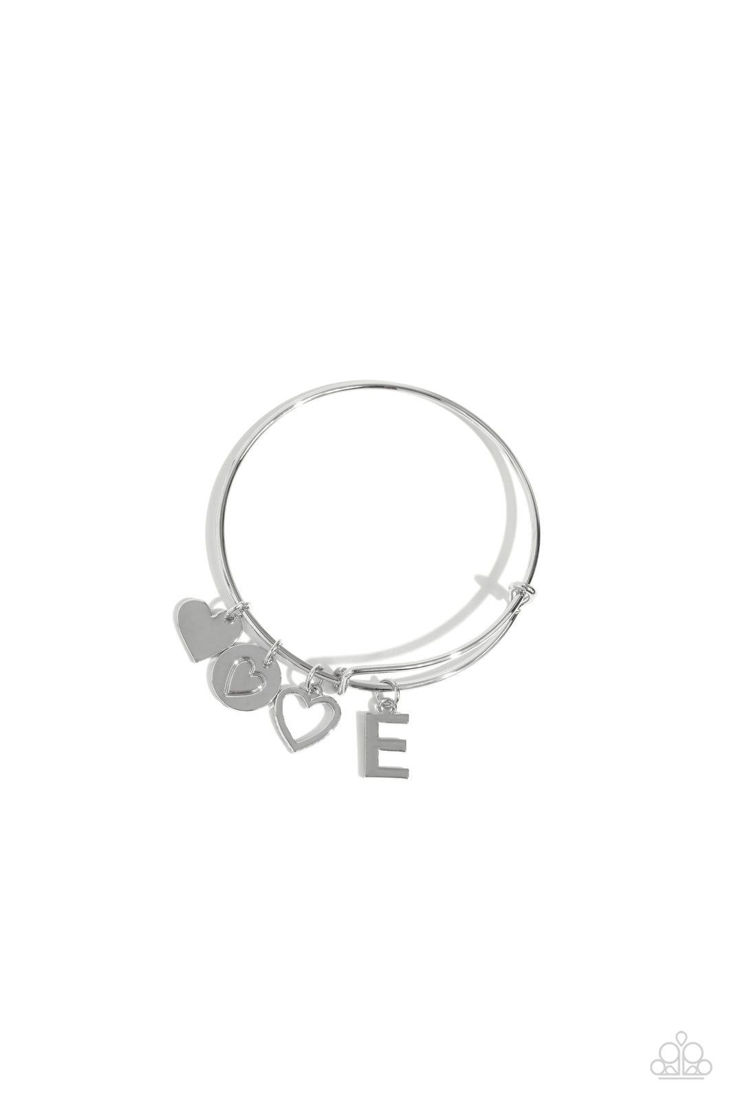 Making It INITIAL Silver Bangle - E