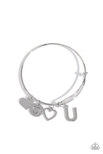 Load image into Gallery viewer, Making It INITIAL Silver Bangle - U