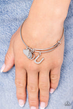 Load image into Gallery viewer, Making It INITIAL Silver Bangle - U