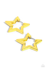 Load image into Gallery viewer, In A Galaxy STAR, STAR Away Yellow Hoop Earrings