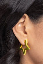 Load image into Gallery viewer, In A Galaxy STAR, STAR Away Yellow Hoop Earrings