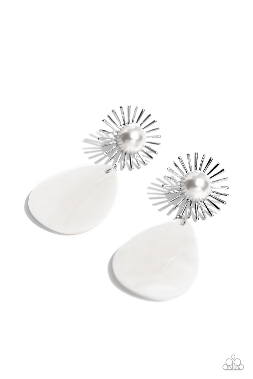 Sunburst Sophistication White Acrylic Earrings