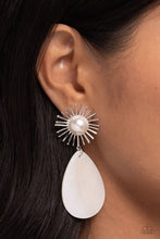 Load image into Gallery viewer, Sunburst Sophistication White Acrylic Earrings