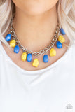 Load image into Gallery viewer, Take the Color Wheel Multi / Blue and Yellow Necklace
