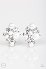 Along for the Bride White Clip on Earrings