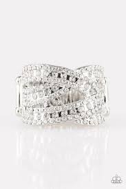 Back On the Glitter Track White Ring - Angie's $5.00 Bling