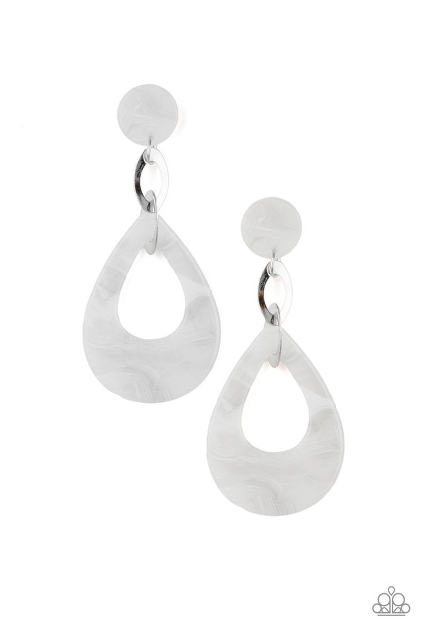 Beach Oasis White Acrylic Earrings - Angie's $5.00 Bling