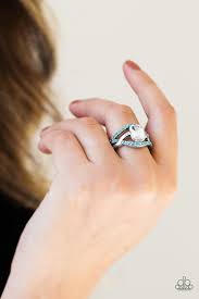 Bling It On Blue Skinny Band Ring - Angie's $5.00 Bling