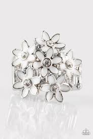 Blooming Bouquets White Ring - Angie's $5.00 Bling
