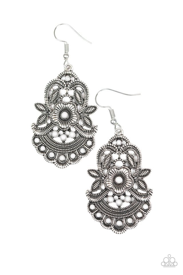 Blooming Bora Bora Silver Earrings - Angie's $5.00 Bling
