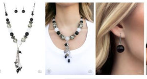Break A Leg Black Blockbuster Necklace and Lights, Camera Action Black Blockbuster Bracelet Set - Angie's $5.00 Bling