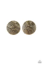 Bright as a Button Brass Post Earrings