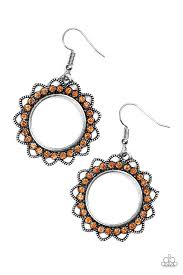 Bring Your Tambourine Orange Earrings