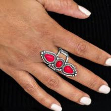 Load image into Gallery viewer, Calling All Chiefs Red Ring - Angie&#39;s $5.00 Bling