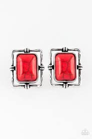 Center Stagecoach Red Post Earrings