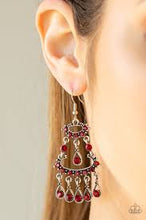 Load image into Gallery viewer, Chandelier Shimmer Red Earrings