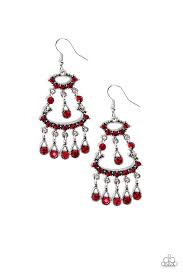 Chandelier Shimmer Red Earrings