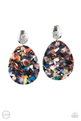 Confetti Collage Multi Acrylic Clip-On Earrings