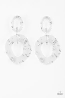 Confetti Congo White Acrylic Earrings - Angie's $5.00 Bling