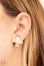 Load image into Gallery viewer, Couture Crossover Gold Clip On Earrings
