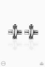 Load image into Gallery viewer, Couture Crossover Silver Clip On Earrings