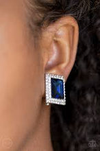 Load image into Gallery viewer, Crowned Couture Blue Clip On Earrings
