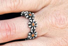 Load image into Gallery viewer, Dancing Daisies Orange Skinny Band Ring
