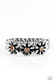 Dancing Daisies Orange Skinny Band Ring