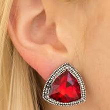 Load image into Gallery viewer, Daringly Duchess Red Clip On Earrings
