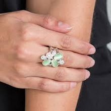 Load image into Gallery viewer, Diamond Daisies Green Ring - Angie&#39;s $5.00 Bling