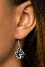 Load image into Gallery viewer, Diamonds and Daises Green Earrings