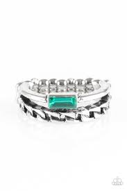 Edge Effect Green Skinny Band Ring