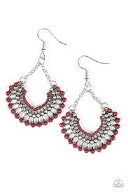 Fan Together Red Earrings