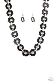 Fashionista Fever Black Acrylic Necklace - Angie's $5.00 Bling