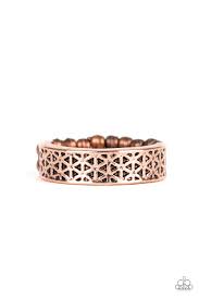 Flowerbed and Board Copper Skinny Band Ring