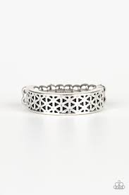 Flowerbed and Board Silver Skinny Band Ring